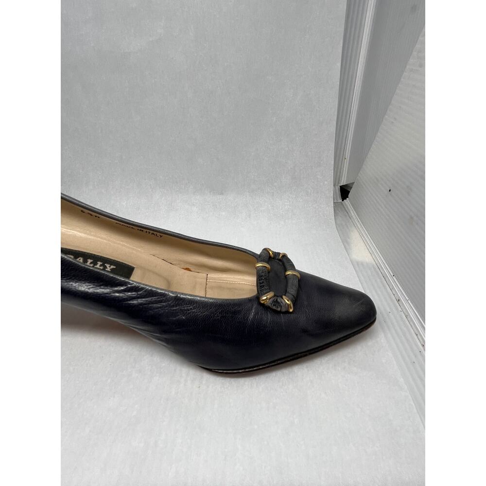 Vintage Bally Navy Blue Leather Pumps Made in Italy Size 6.5 - Picture 9 of 12